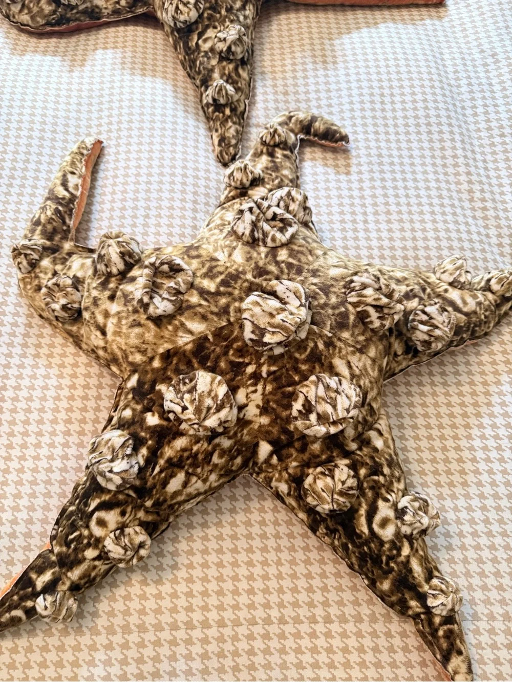 Cirque du Soliel Starfish Decorative Throw Pillow — Brown and Beige with Pink